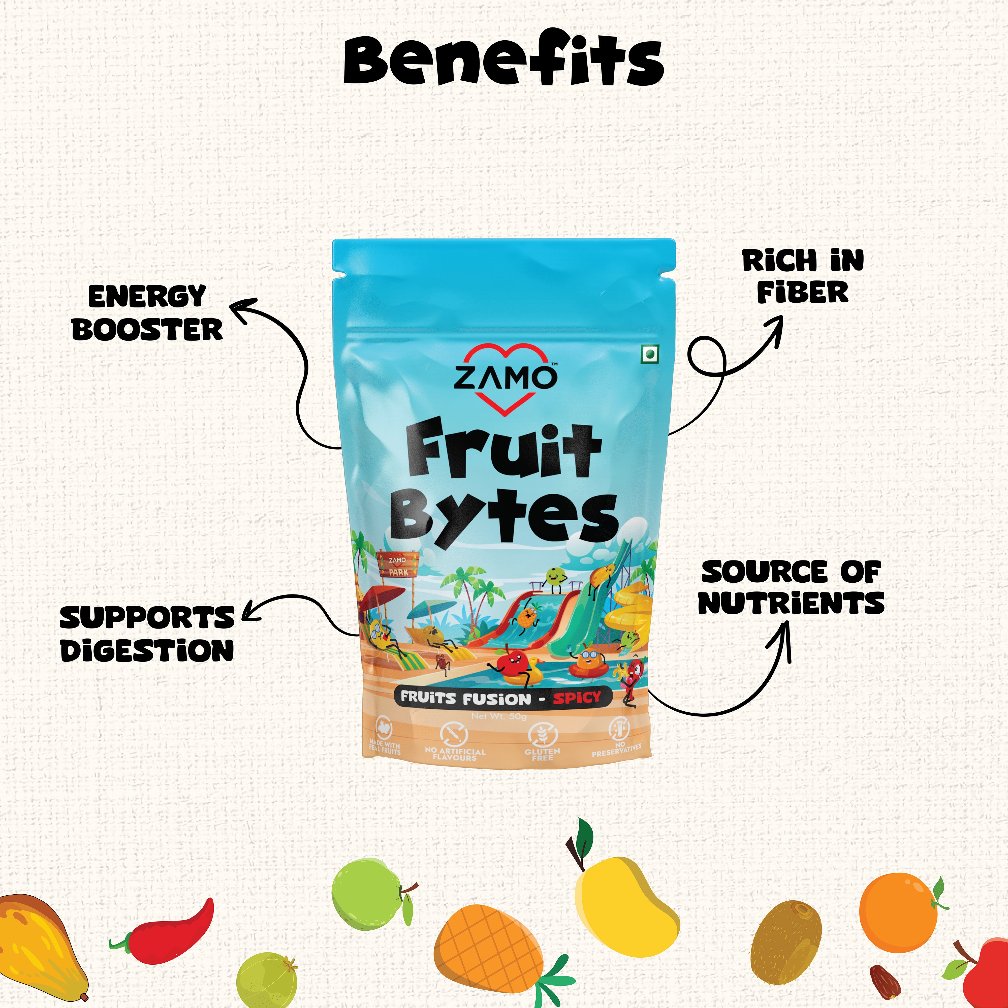 ZAMO Fruit Bytes - Fruits Fusion Spicy Pack of 2